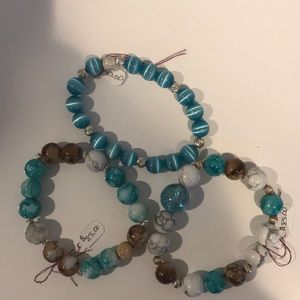 Cats eye and agate sterling silver bracelet